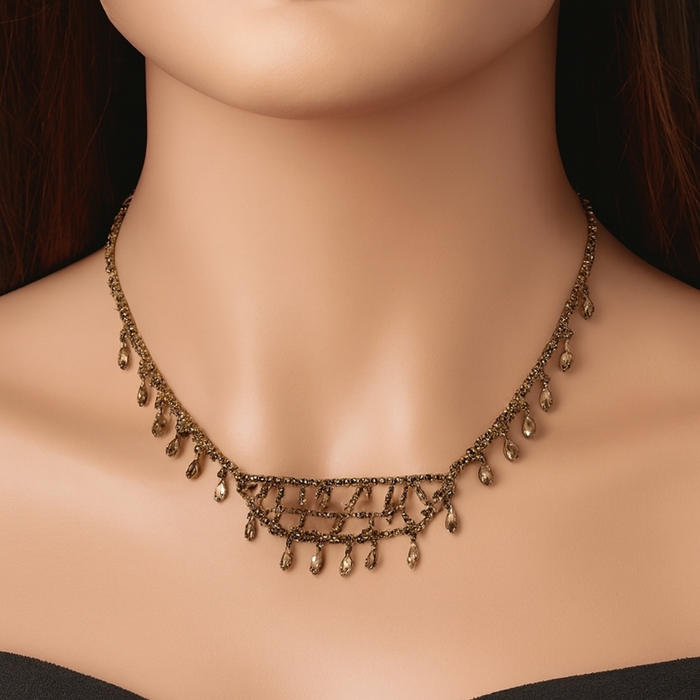 Women's Design of Various Chain types Necklace - With AB Teardrop Beads Jewelry